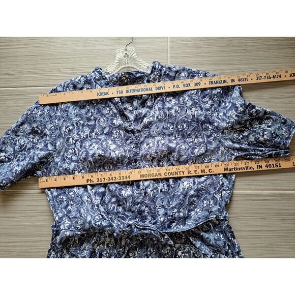 Lauren Ralph Lauren Linen Floral Shirtdress Tie Waist Blue Plus Size 14 Women's - Picture 10 of 12